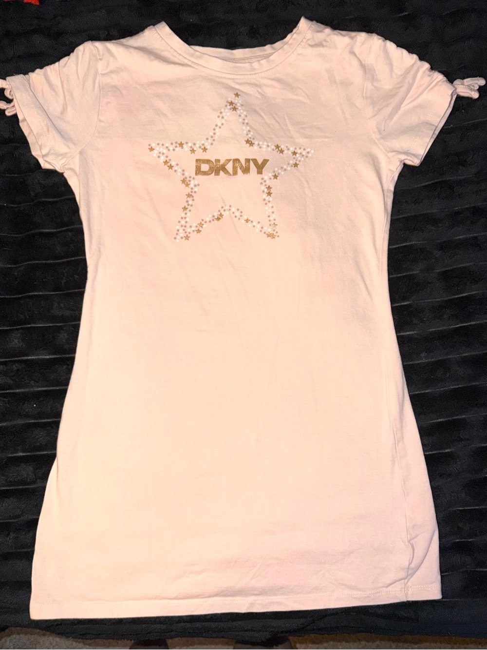 DKNY Girls Blush Pink Star Graphic T-Shirt Dress size M T0203